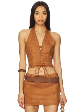 [冬季内搭]superdown 棕黄色废土风吊带背心性感露背上衣REVOLVE