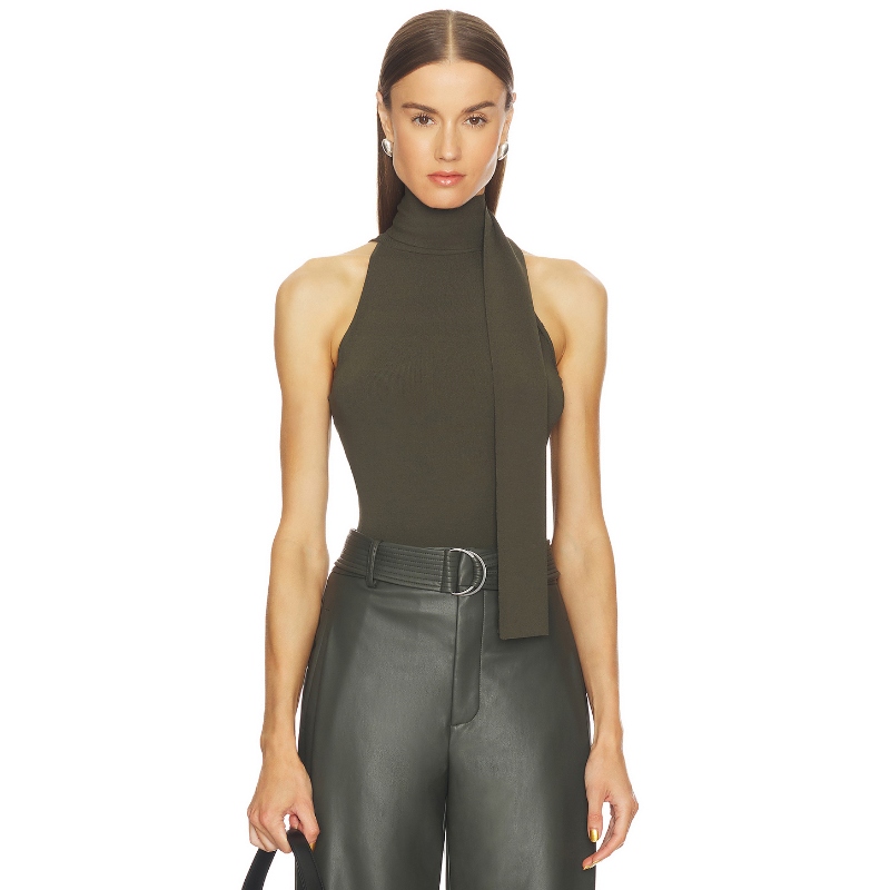 Lapointe VISCOSE HALTER 上装 深绿色小众新款