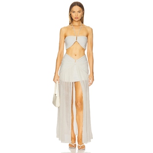 DEVON WINDSOR挂脖露背性感针织连衣裙度假风长裙REVOLVE新款