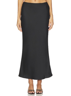 Lovers and Friends REINA 鱼尾半身裙黑色缎面垂感长裙REVOLVE