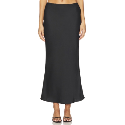 Lovers and Friends REINA 鱼尾半身裙黑色缎面垂感长裙REVOLVE