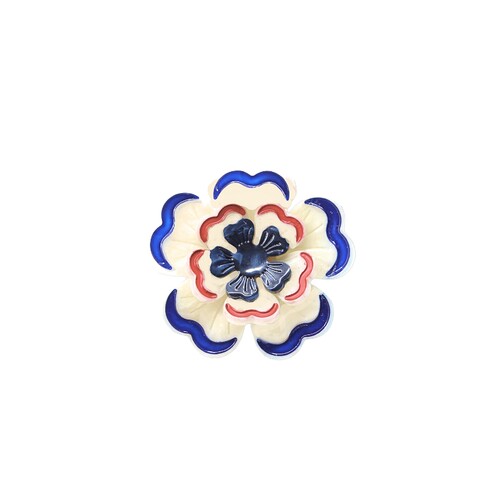 Solar Eclipse Hand-Painted Americana Flower Claw Hair Clip 2