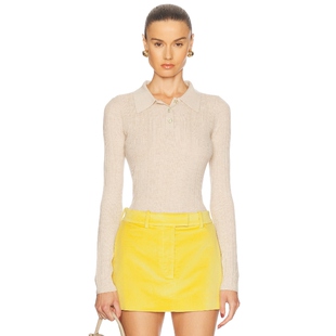 [春季新品]RENGGLI 上装长袖上衣 棕黄色y2k辣妹REVOLVE冬季保暖