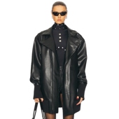 春季 新品 Norma Kamali诺玛 卡玛丽夹克黑色廓形机车皮衣REVOLVE