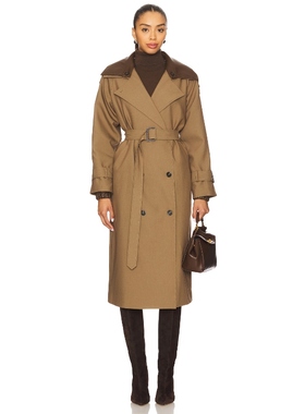 [冬季新品]Line & Dot 风衣 棕黄色老钱风REVOLVE小众