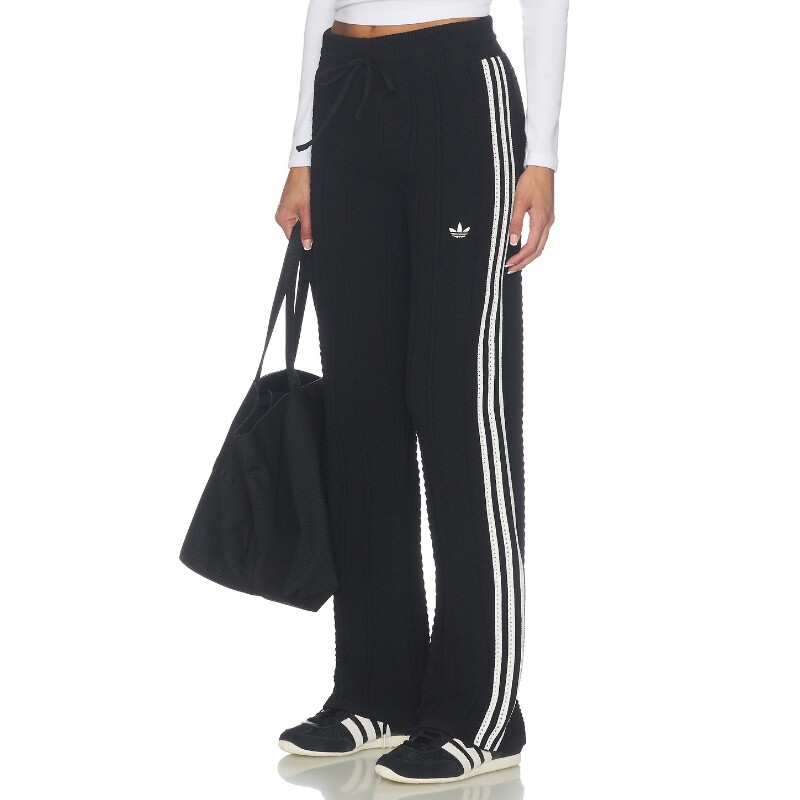 adidas Originals黑色裤装条纹系带阔腿简约风秋冬休闲裤REVOLVE