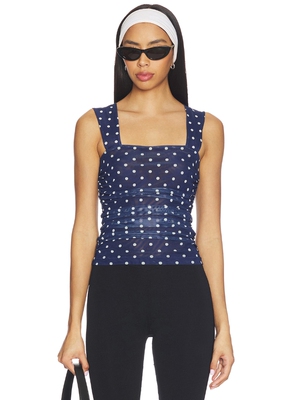 [春季新品]Steve Madden波点网纱褶皱吊带背心休闲上装REVOLVE