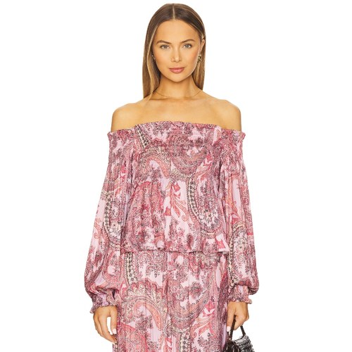 [冬季新品] L'AGENCE 露肩衬衫淡紫色REVOLVE小众新款