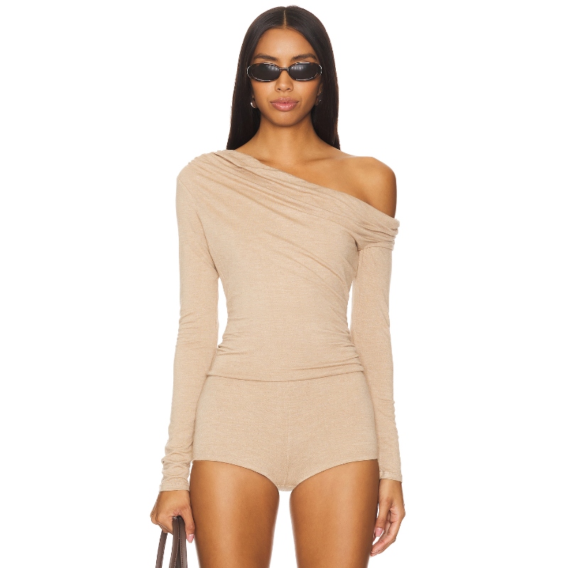 [冬季新品]AFRM 露肩设计长袖上衣辣妹风REVOLVE小众修身针织上衣