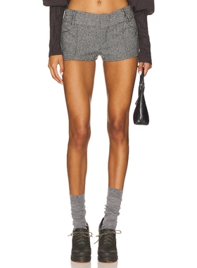 [冬季新品]NIIHAI 黑白格纹性感修身短裤复古休闲风REVOLVE