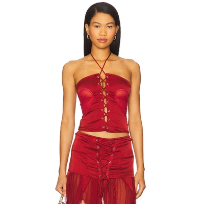 [春节穿搭]AMOR MIA GATHERED HEART 上装红色辣妹风 REVOLVE新款