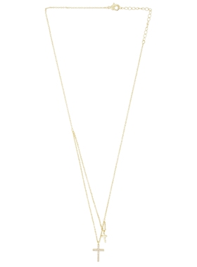 By Adina Eden Pave Double Cross 2 in 1 Necklace 26春夏新品 r