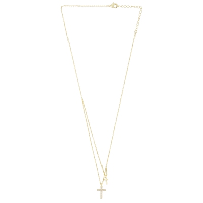 By Adina Eden Pave Double Cross 2 in 1 Necklace 26春夏新品 r