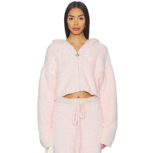 粉色运动休闲宽松毛绒外套REVOLVE小众新款 连帽衫 Lie Boys