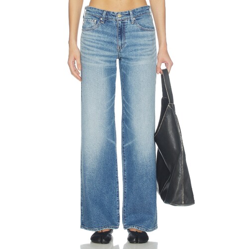 AG Jeans水洗蓝裤装牛仔通勤风秋冬新品高腰阔腿牛仔裤REVOLVE