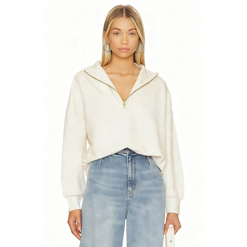 [春季新品]Varley 金属半拉链立领卫衣宽松通勤长袖上衣REVOLVE