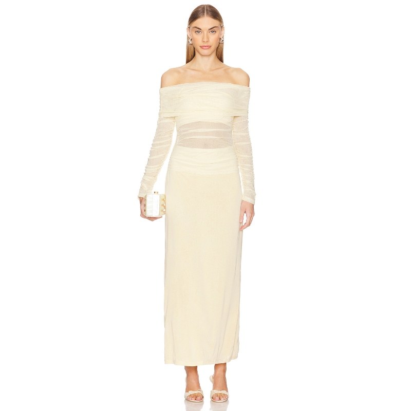 SOVERE Rise Mesh Long Sleeve Dress 奶油色 y2k辣妹风REVOLVE小