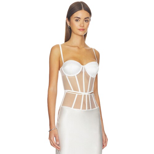 Kiki de Montparnasse白色上衣缎面辣妹风夏季新品吊带REVOLVE