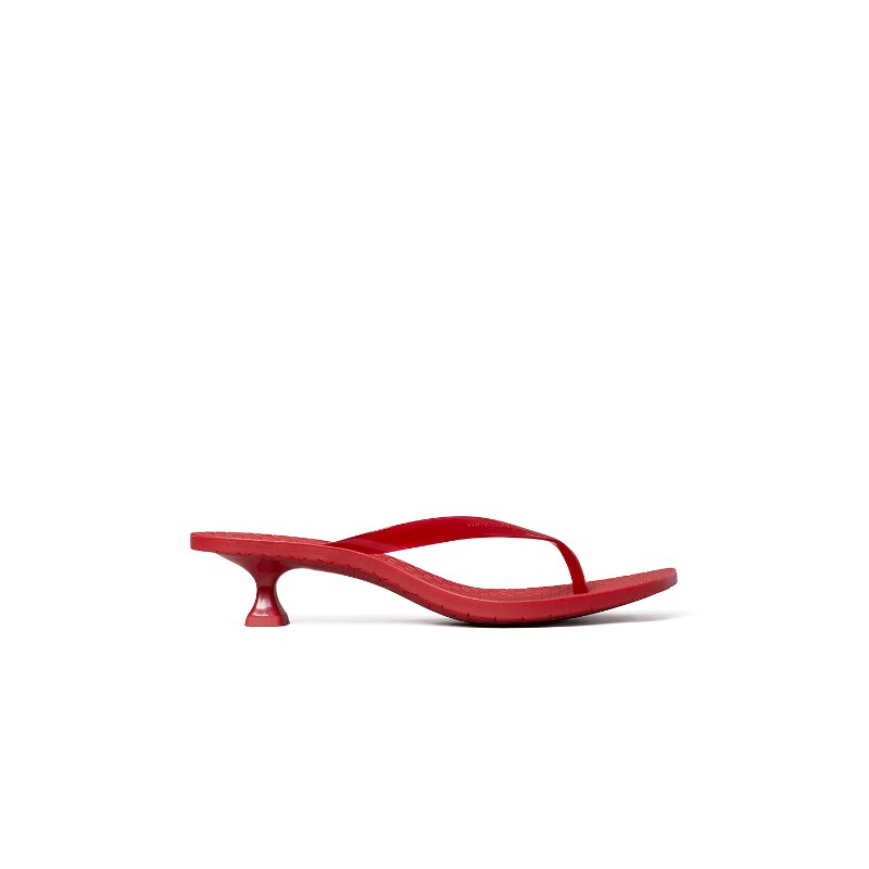 Tory Burch红色皮革凉鞋简约风早秋新品夹趾通勤女鞋REVOLVE