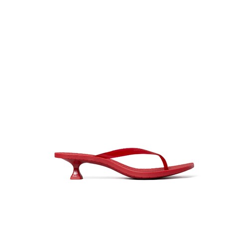 Tory Burch红色皮革凉鞋简约风早秋新品夹趾通勤女鞋REVOLVE