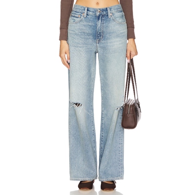 [春季新品]PISTOLA HENDRIX美式风浅蓝色破洞阔腿牛仔裤REVOLVE