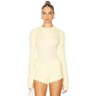 [春季新品]LIONESS法式奶油色圆领单排扣显瘦针织开衫上衣REVOLVE