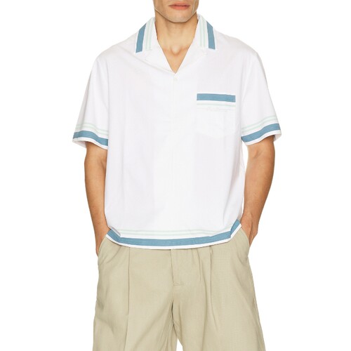 Malbon Golf白色上装翻领休闲短袖修身衬衫夏季新品REVOLVE