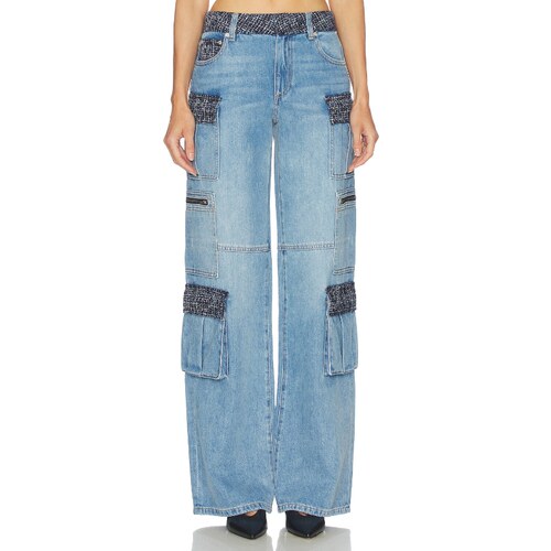 [夏季新品]Alice + Olivia CAY 长裤 蓝色美式休闲风REVOLVE小众