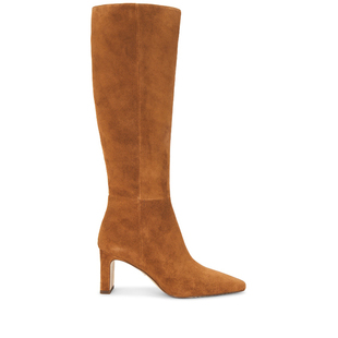 [冬季新品]SamEdelman麂皮长靴焦糖棕色尖头中粗跟百搭REVOLVE
