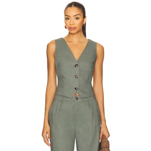 [春季新品]SNDYS ALLEGRA 轻熟风橄榄色无袖西装背心REVOLVE