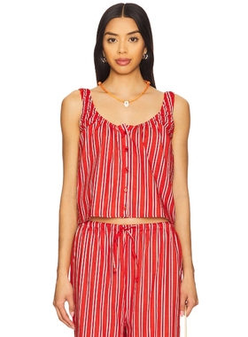 [春节穿搭]WeWoreWhat TOP 无袖上装红色y2k辣妹风REVOLVE新款