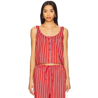 [春季新品]WeWoreWhat TOP 无袖上装红色y2k辣妹风REVOLVE新款