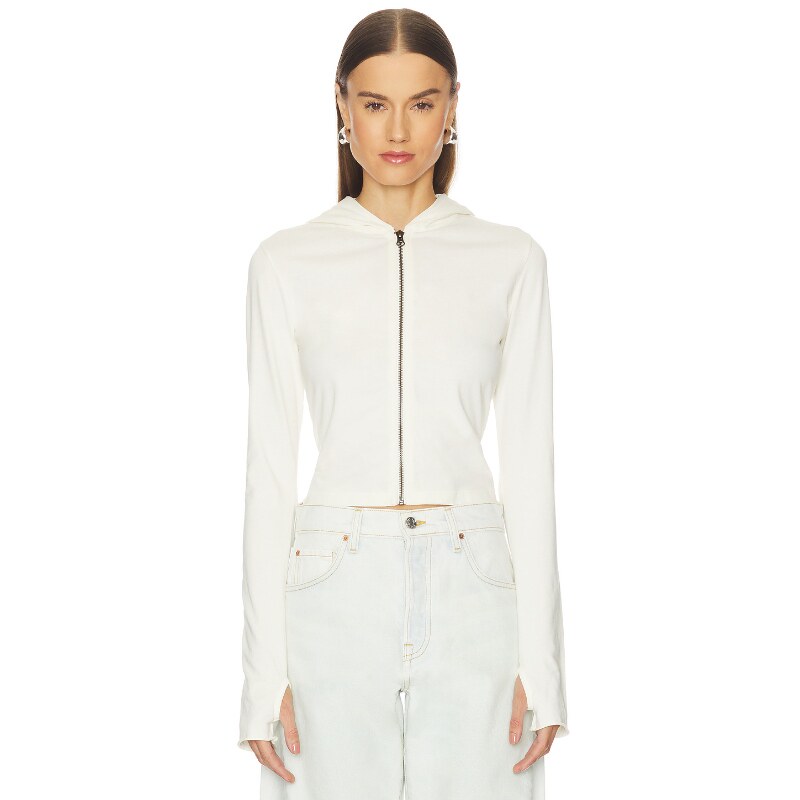 GRLFRND SHRUNKEN ZIP HOODIE 连帽衫 象牙白 y2k辣妹风REVOLVE小