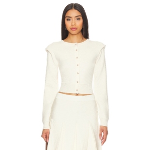 [春季新品]ASTR the Label肩部细节短款针织开衫修身毛衣REVOLVE