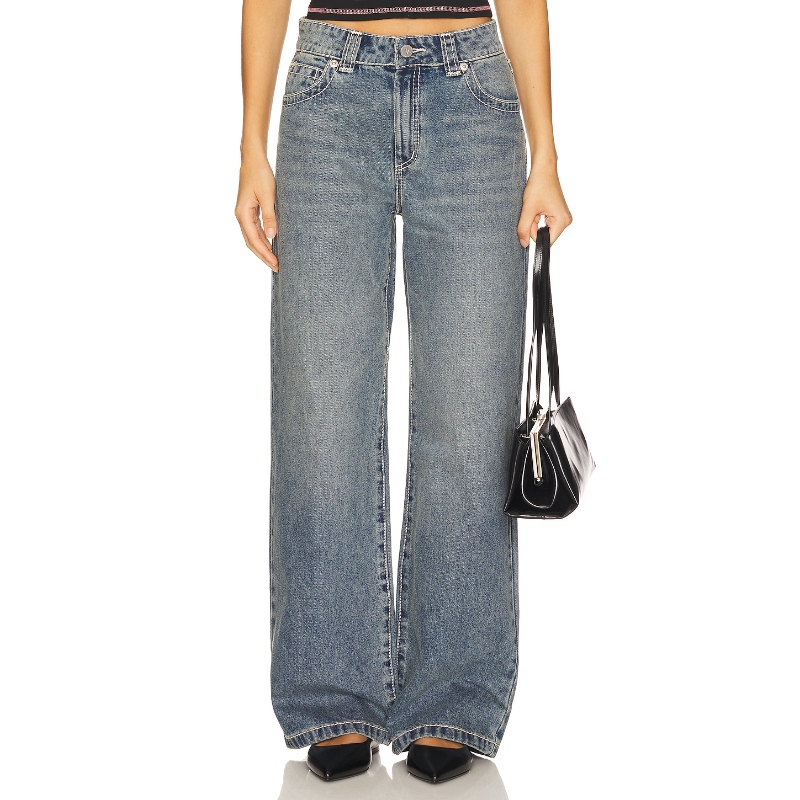 [冬季新品]Abrand牛仔裤扩阔腿宽松牛仔长裤做旧风REVOLVE