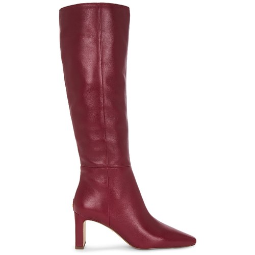 [冬季新品]SamEdelman尖头高跟长靴酒红皮革展小腿靴REVOLVE