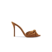 FEMME LA高跟鞋 深咖色极简风绒面扭结细跟穆勒凉拖REVOLVE