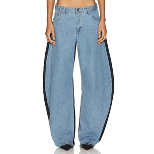 LIONESS 牛仔裤REVOLVE小众新款设计感拼接复古宽松高腰显瘦裤子