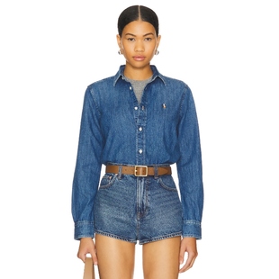 BUTTON Lauren FRONT 衬衫 y2k辣妹风REVOLVE小 Polo 蓝色 Ralph