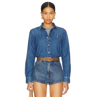 Polo Ralph Lauren BUTTON FRONT 衬衫 蓝色 y2k辣妹风REVOLVE小