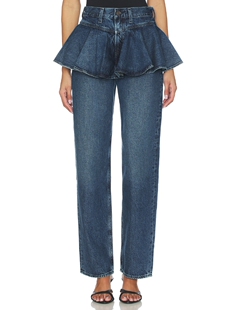 AGOLDE PEPLUM 直筒长裤 revolve小众新款 蓝色