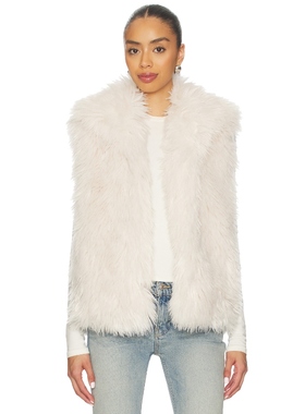 Adrienne Landau 环保皮草马甲背心 象牙白静奢风REVOLVE小众新款