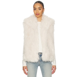 Adrienne Landau 环保皮草马甲背心 象牙白静奢风REVOLVE小众新款