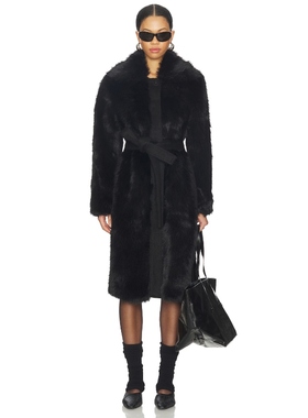 La Ligne ALPINE 人造革大衣 黑色 老钱风REVOLVE小众新款