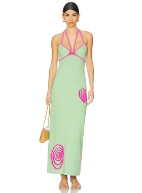 The Wolf Gang ESPIRAL 中长款针织连衣裙保暖绿色REVOLVE小众