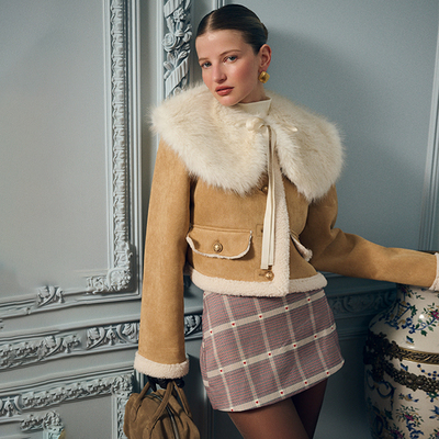 [冬季新品]Maude Club格纹短裙复古学院风迷你下装REVOLVE