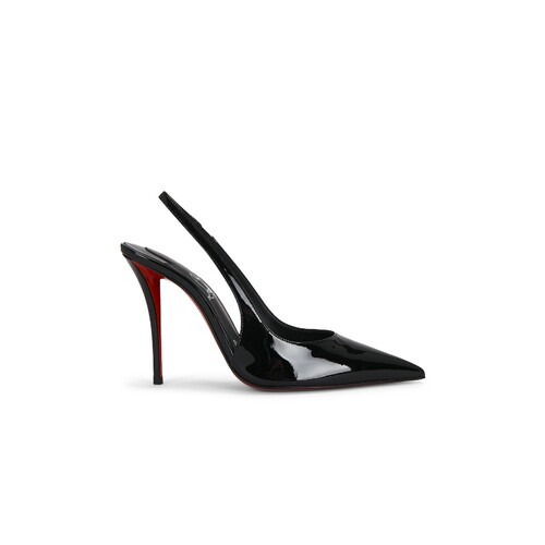 Christian Louboutin黑色夏季漆皮凉鞋简约风尖头细跟女鞋REVOLVE