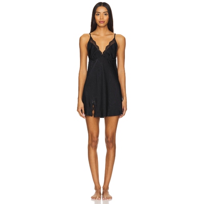 Flora Nikrooz SOLID SUEDED CHARM 衬裙 黑色REVOLVE小众新款