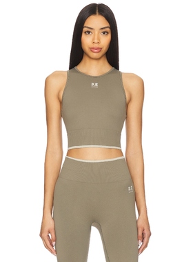 P.E Nation RESTORE 无缝背心 橄榄色 运动复古风REVOLVE小众新款