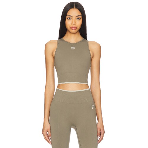 P.E Nation RESTORE 无缝背心 橄榄色 运动复古风REVOLVE小众新款